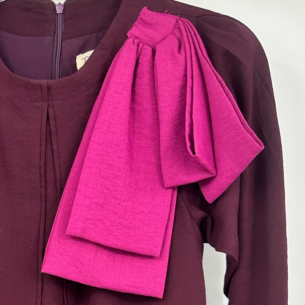 Teela Oversized Bow Dress Girls 16 Maroon Purple Pink | AP576 - Picture 3 of 8